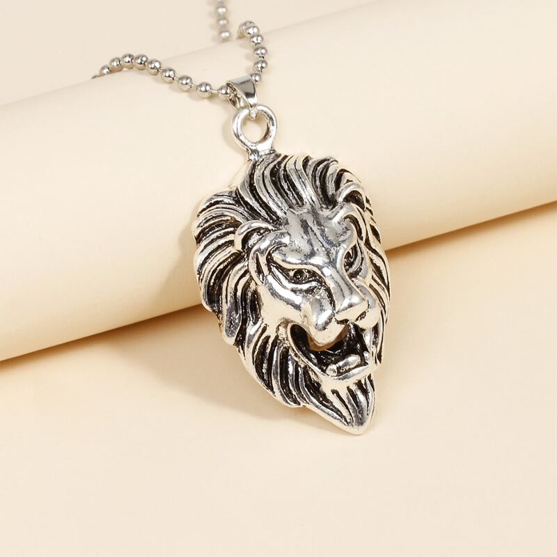 

Lion Pendant Necklace, Silver