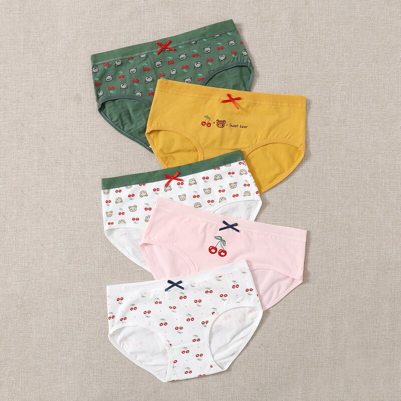 

5pack Bear & Fruit Print Panty, Multicolor