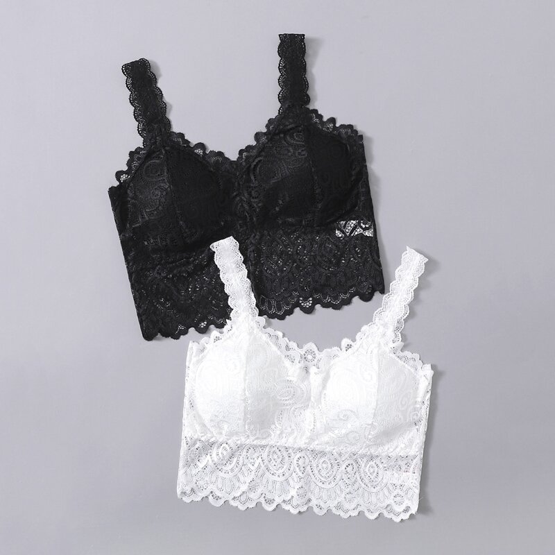 

2pack Floral Lace Bralette, Black and white