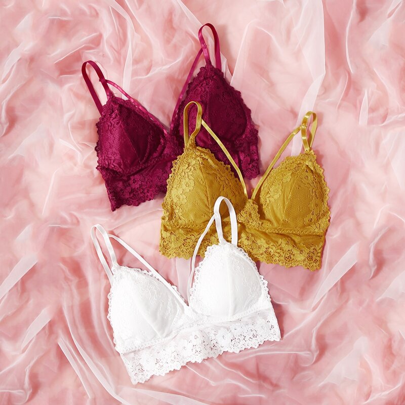 

3pack Floral Lace Bralette Set, Multicolor