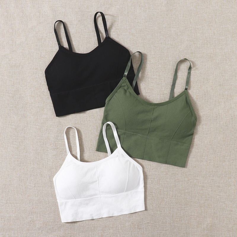 

3pack Solid Longline Bralette, Multicolor
