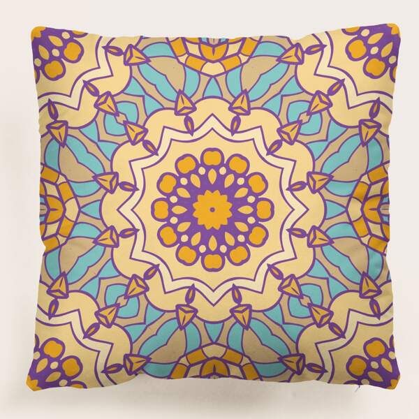

Vintage Flower Print Cushion Cover Without Filler, Multicolor