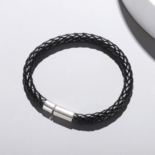 

Men PU Leather Braided Bracelet, Black