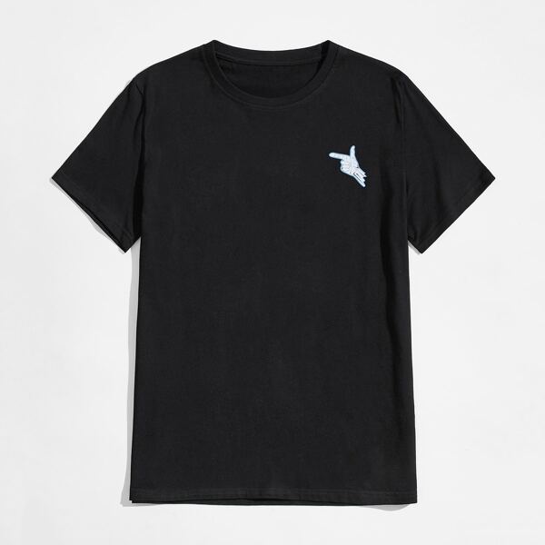 

Men Gesture Graphic Pajama Tee, Black