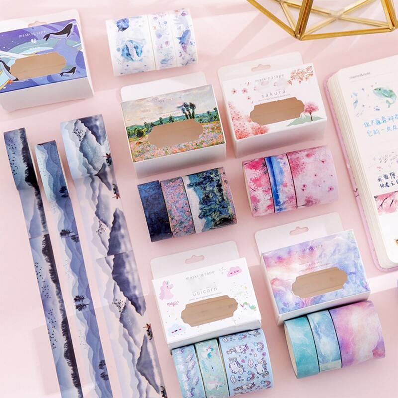 

3pcs Random Mixed Pattern Decoration Tape, Multicolor