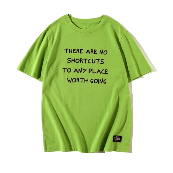 

Men Slogan Graphic Round Neck Tee, Green