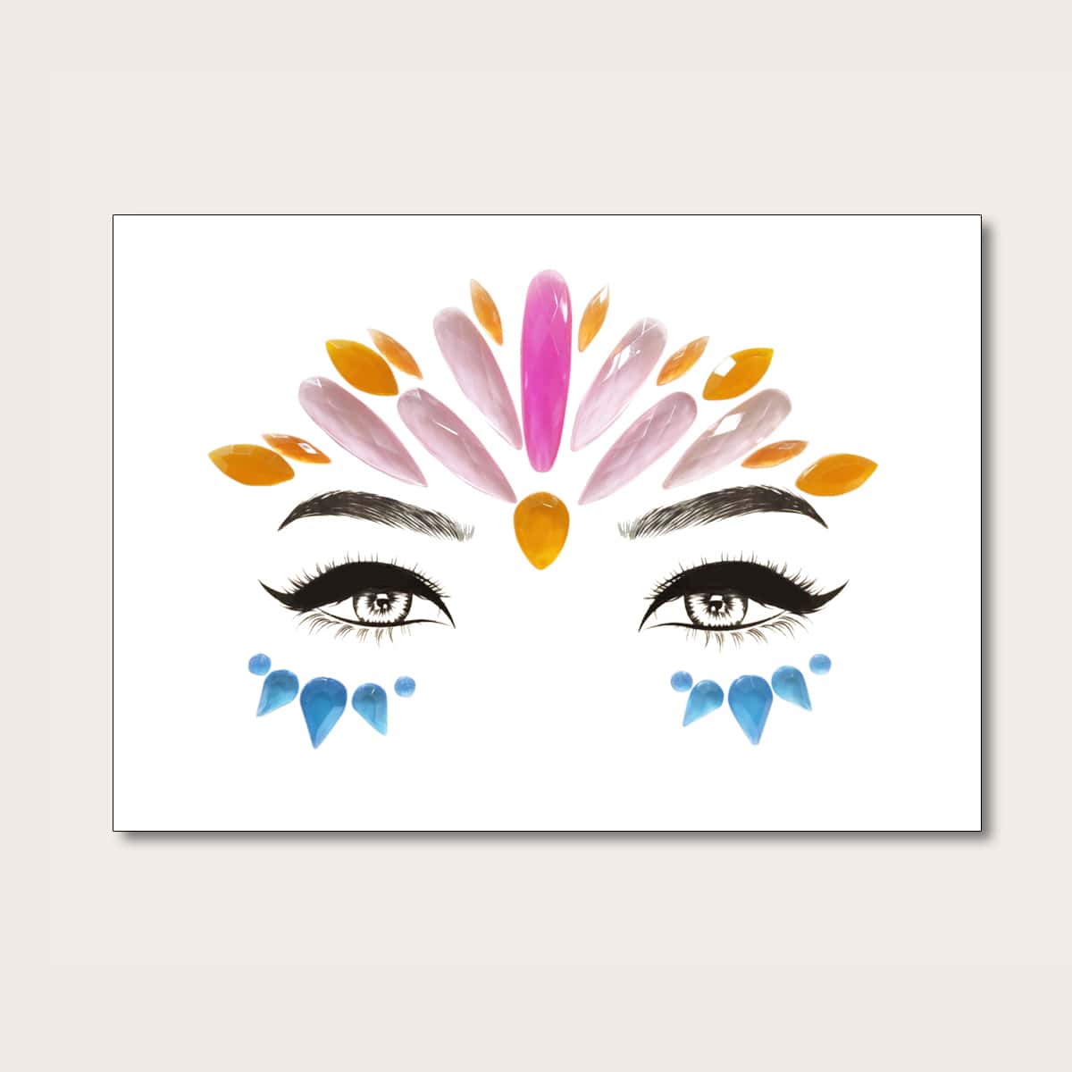

1sheet Water-drop Shaped Rhinestone Eye Tattoo Sticker, Multicolor