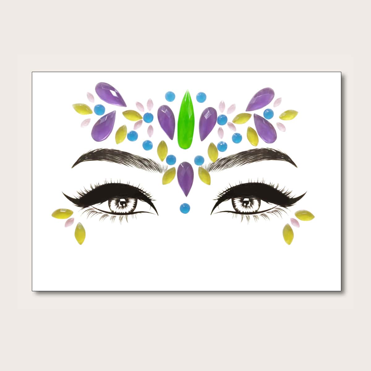 

1sheet Water-drop Shaped Rhinestone Eye Tattoo Sticker, Multicolor