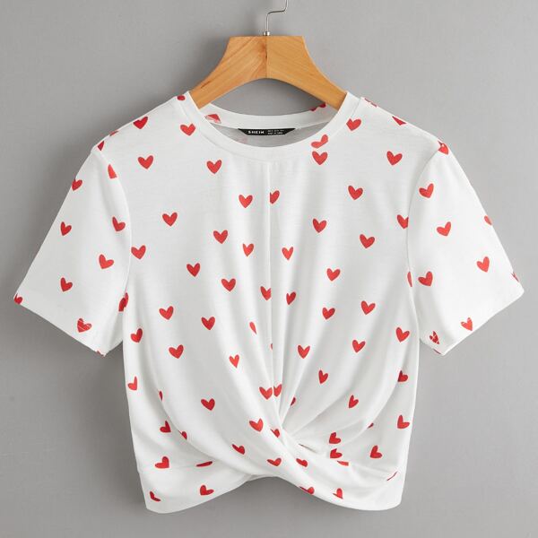 

Twist Hem Heart Top, White