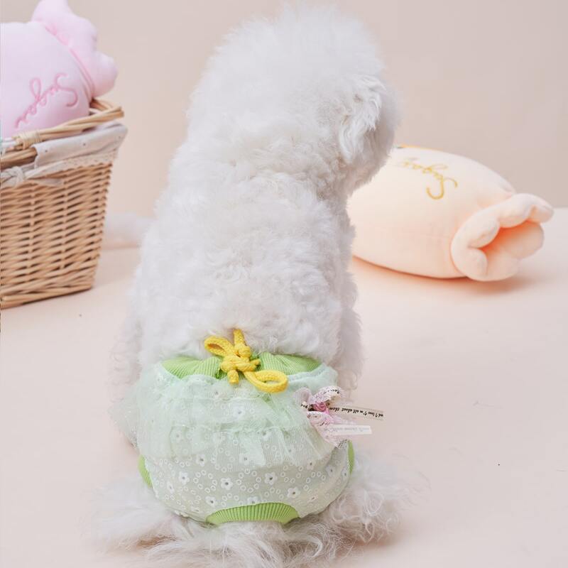

Flower Detail Pet Sanitary Pant, Green