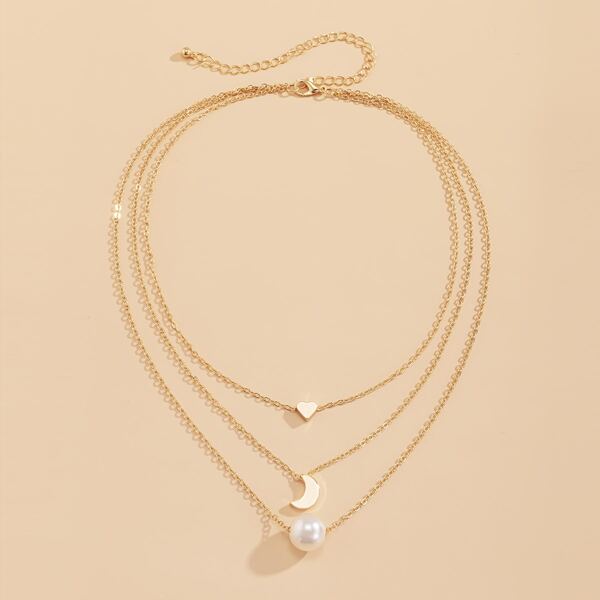 

Heart Charm Layered Necklace, Gold