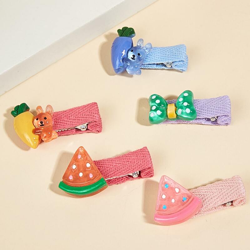 

5pcs Cartoon Pet Hair Clip Set, Multicolor