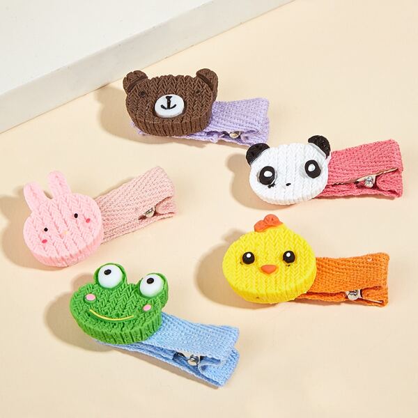 

5pcs Cartoon Animal Pet Hair Clip Set, Multicolor