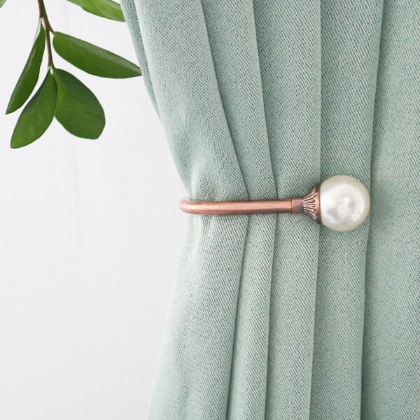 

1pc Faux Pearl Decor Curtain Tieback, Bronze