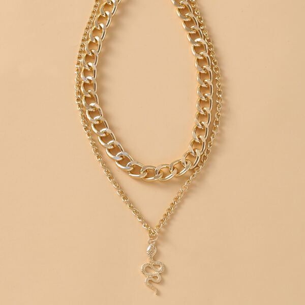 

Snake Charm Necklace, Gold