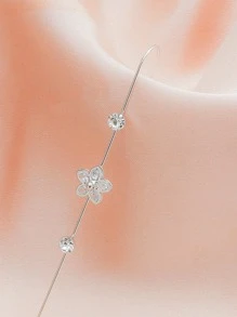 1 Pieza Pendiente De Perforación De Flor De Moda - Plateado - Ver 3