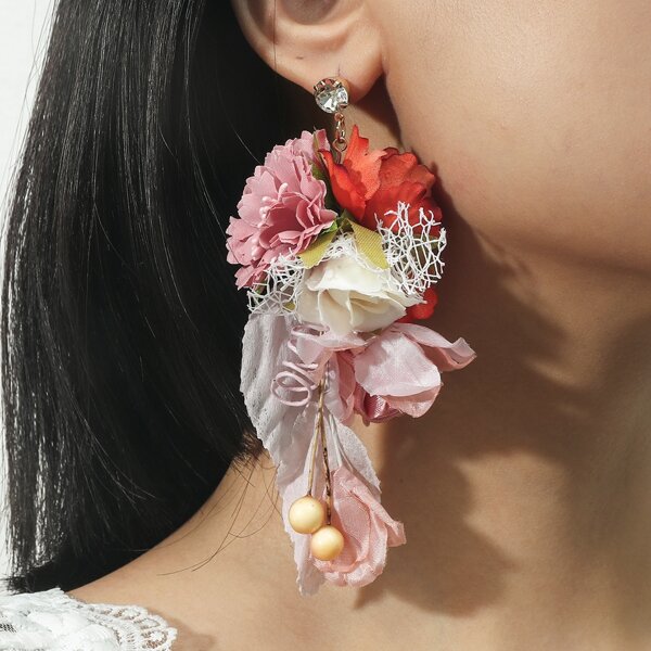 

Flower Decor Drop Earrings, Multicolor