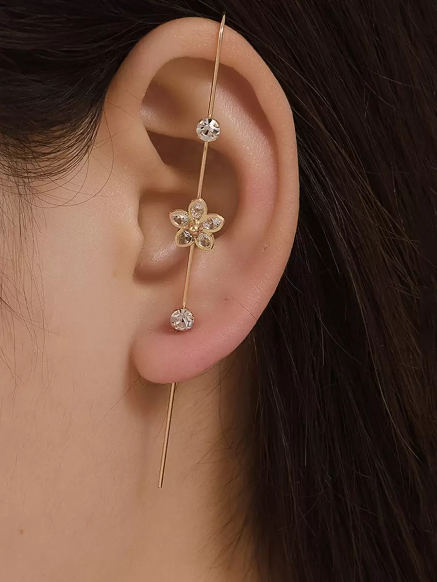 1pc Fashionable Flower Design Piercing Earring Valentines,Mom,Mother,Mother's Day,Gift - Yellow Gold - View 1