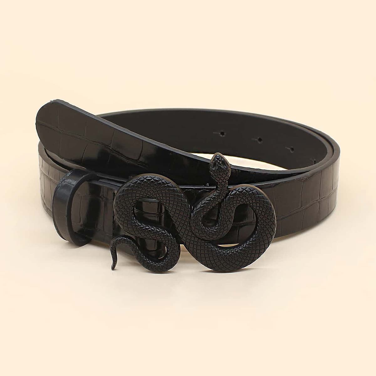 

Snake Shaped Buckle Belt, Black