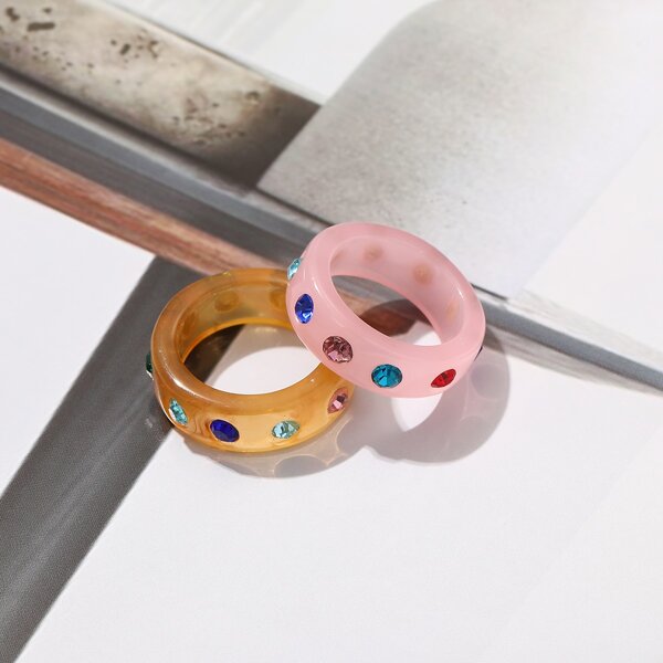 

2pcs Resin Ring, Multicolor
