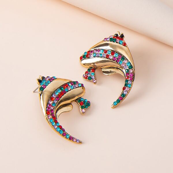 

Rhinestone Decor Stud Earrings, Multicolor