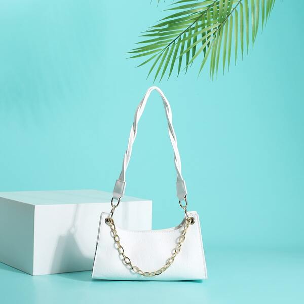 

Chain Decor Shoulder Bag, White