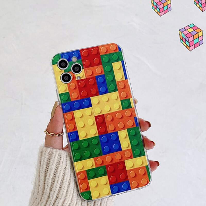 

1pc Colorblock Phone Case, Multicolor