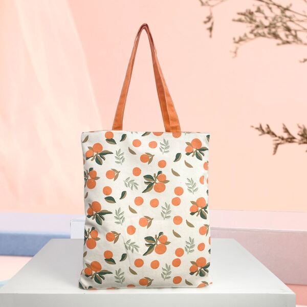 

Orange Print Shopper Bag