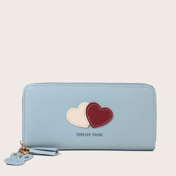 

Heart Pattern Long Wallet, Blue