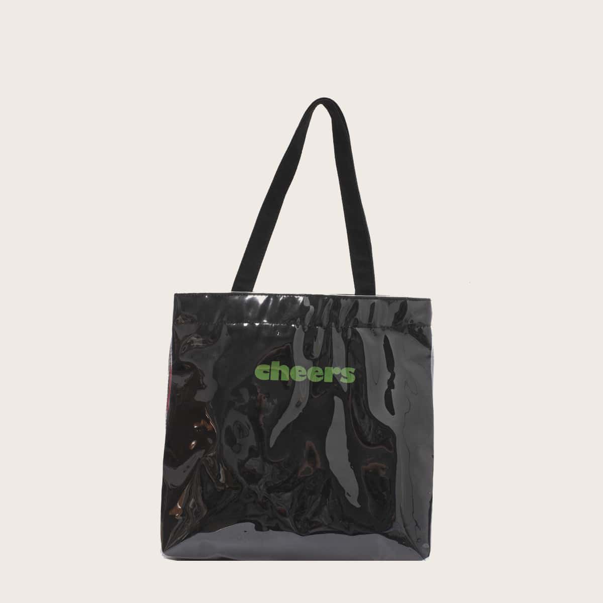 

Letter Graphic Tote Bag, Black