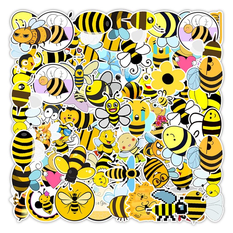

50pcs Cartoon Bee Sticker, Multicolor