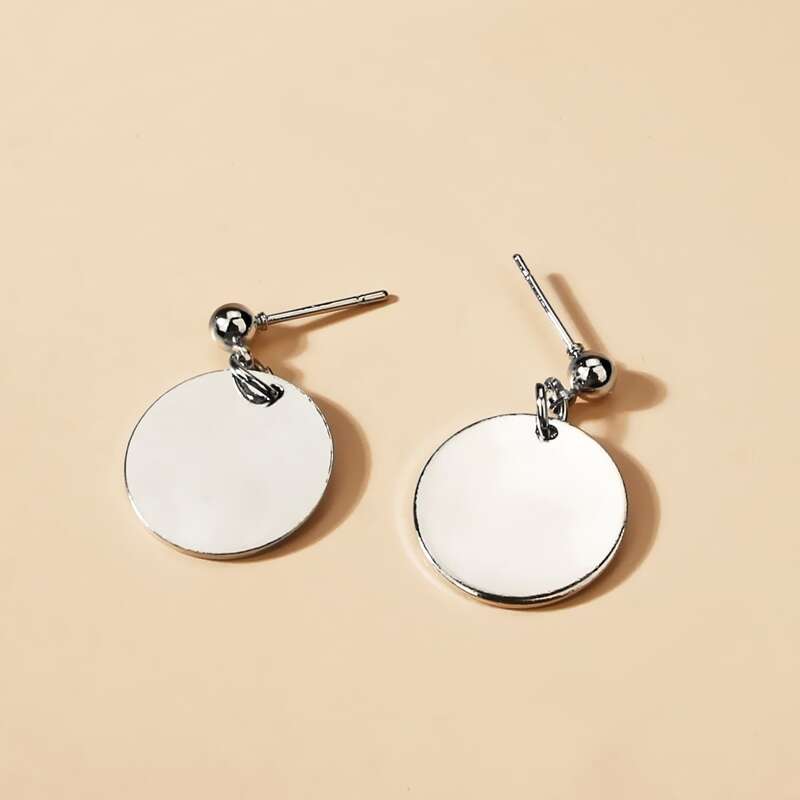 

Disc Drop Earrings, Silver
