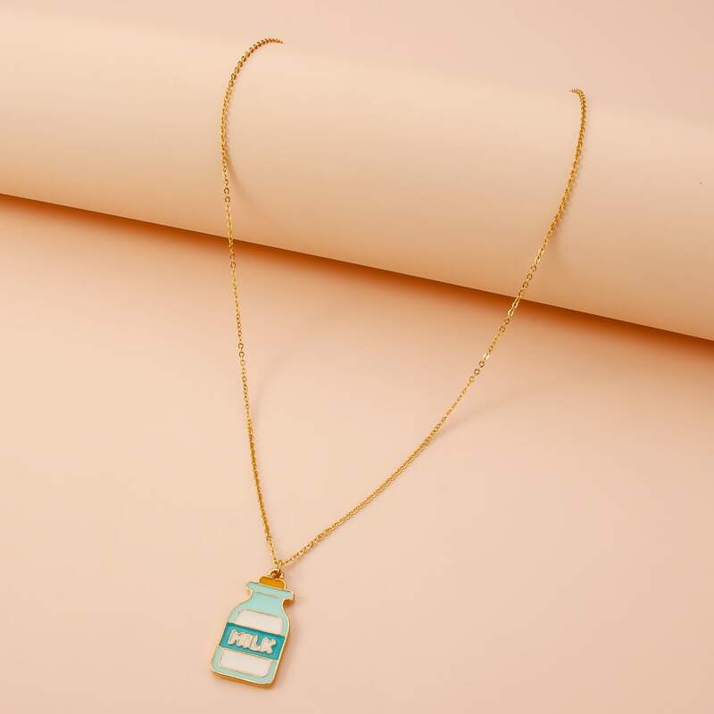 

Milk Bottle Pendant Necklace, Multicolor