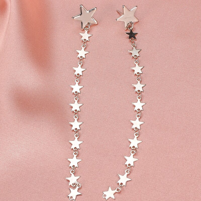 

Star Drop Earrings, Silver