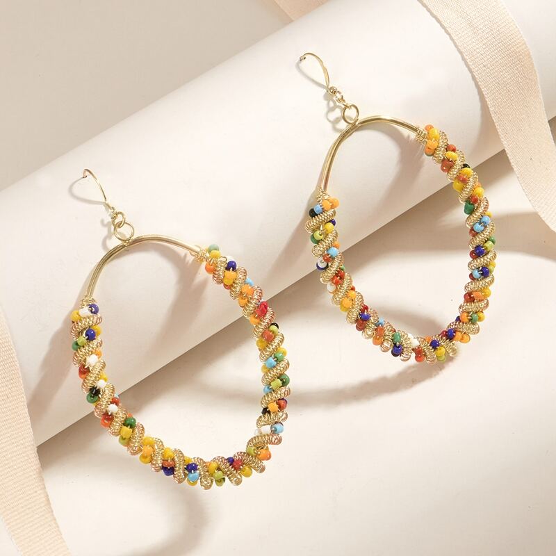 

Beaded Round Drop Earrings, Multicolor
