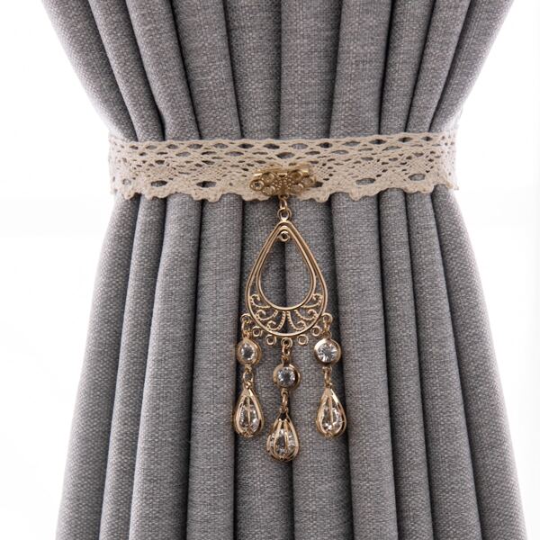 

Rhinestone Detail Lace Curtain Tieback, Bronze