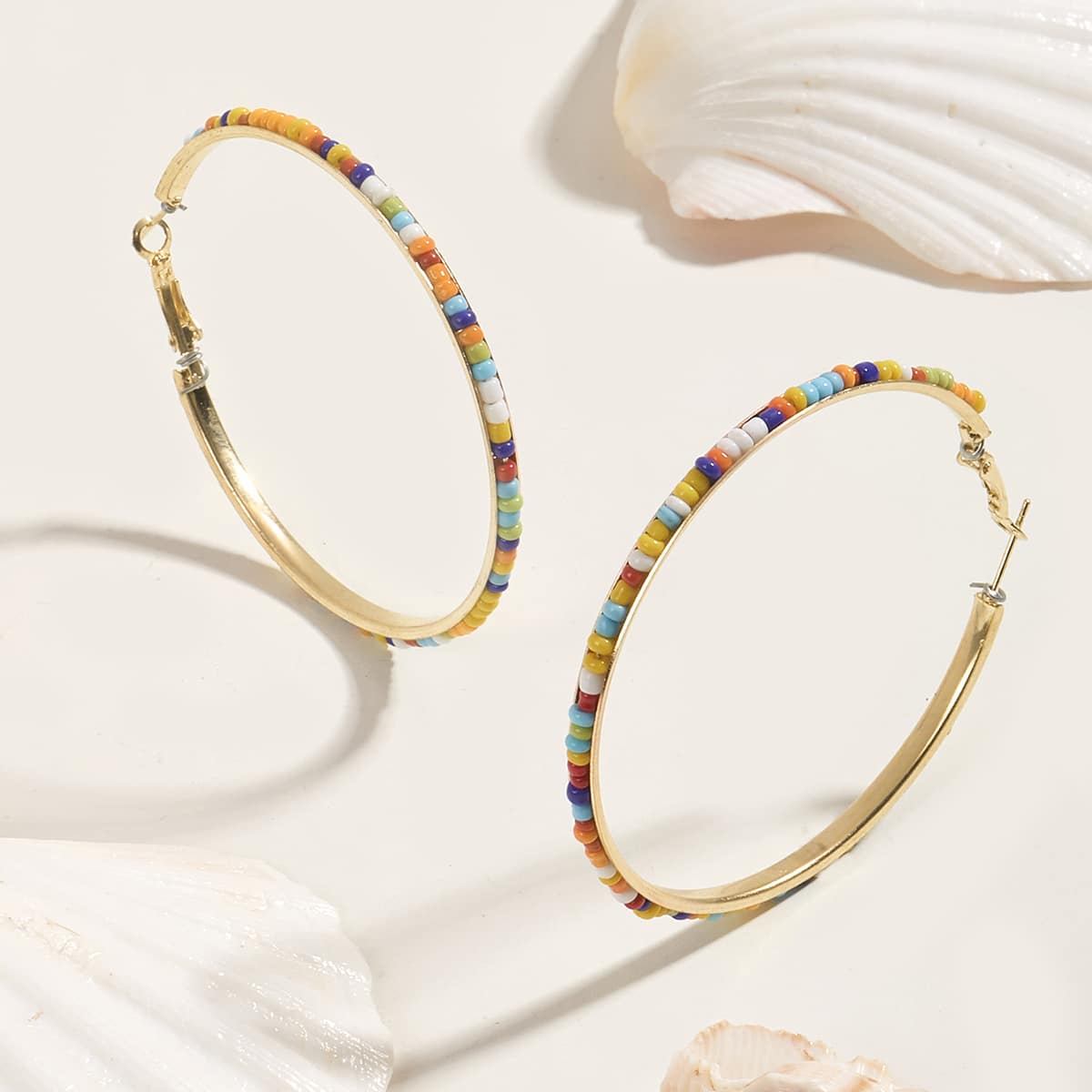 

Beaded Hoop Earrings, Multicolor