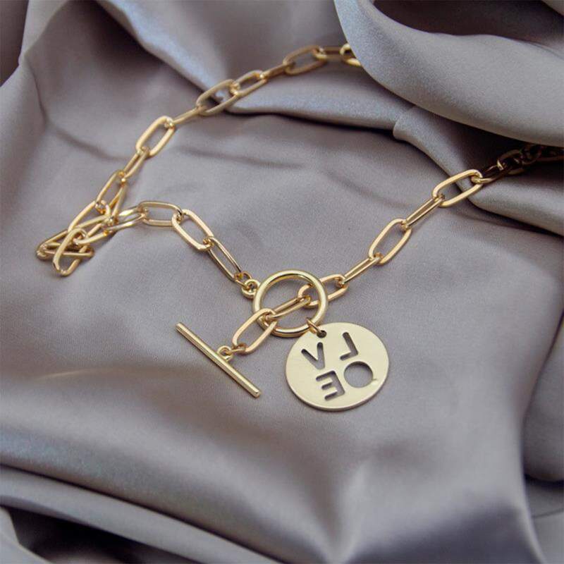 

Letter Circle Chain Necklace, Gold