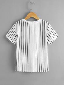 SHEIN Tops con trai Sọc Giải trí - trắng - Xem 2