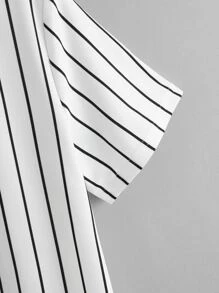 SHEIN Tops con trai Sọc Giải trí - trắng - Xem 4