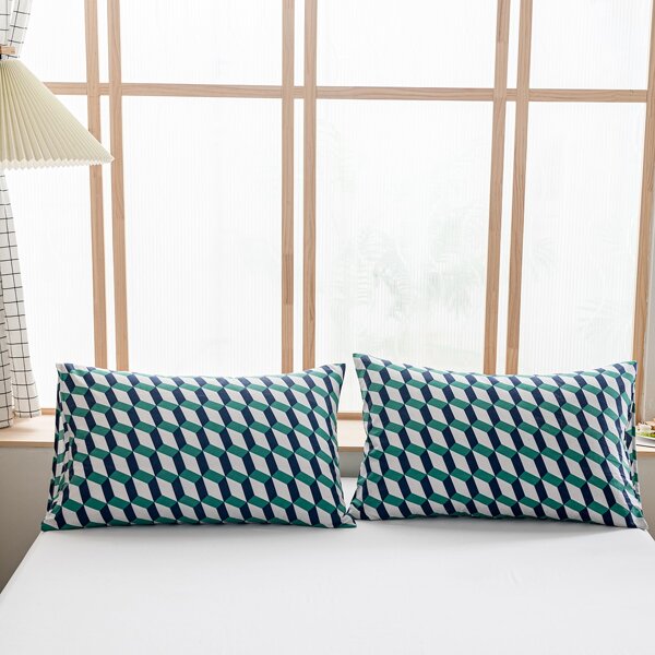 

1pair Geometric Pattern Pillowcase Without Filler, Multicolor