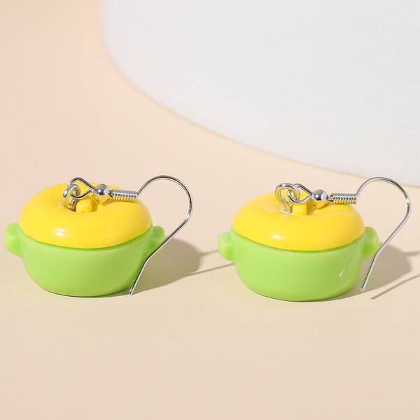 

Color Block Drop Earrings, Yellow