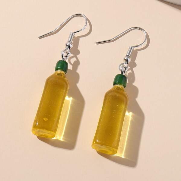 

Bottle Design Drop Earrings, Yellow