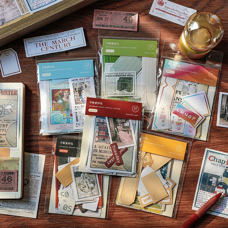 

40pcs Random Vintage Pattern Sticker, Multicolor