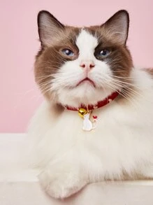 1pc Cat Pendant Pet Necklace - Red - View 1