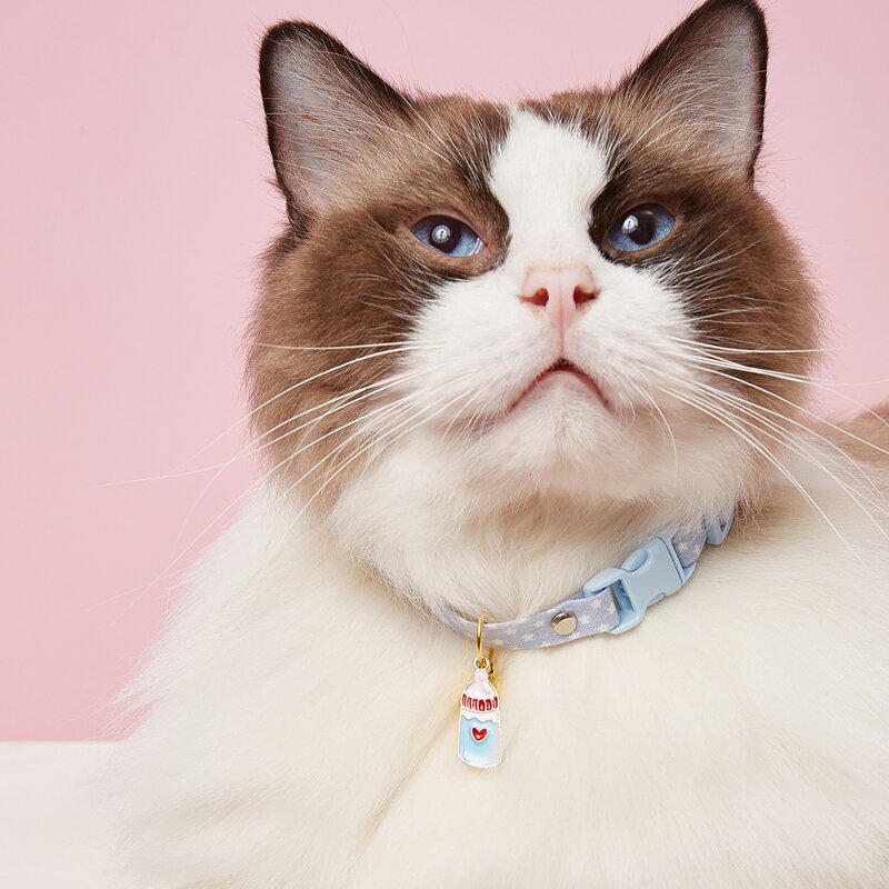 

1pc Milk Bottle Pendant Pet Necklace, Baby blue