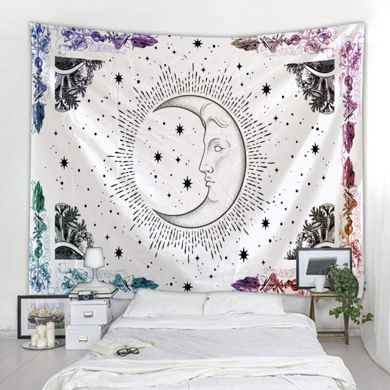 

Crescent Moon With Face Tapestry, Multicolor