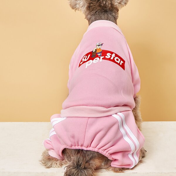

Cartoon Graphic Pet Jumpsuit, Pink