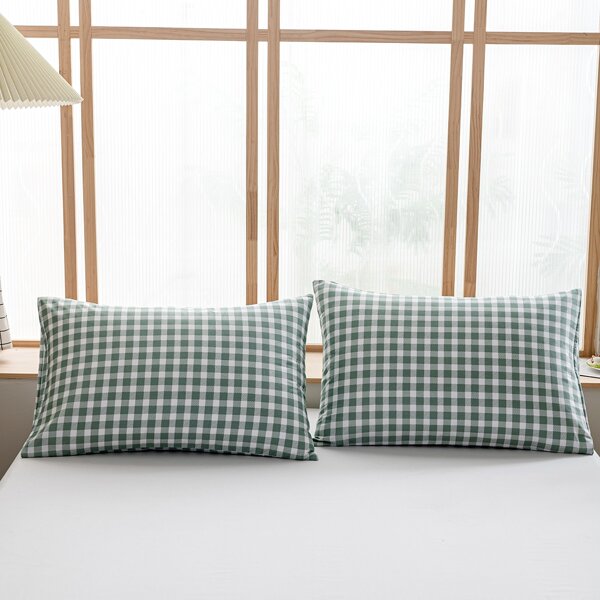 

1pair Gingham Pattern Pillowcase Without Filler, Multicolor