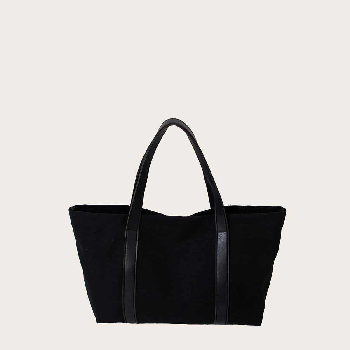 

Solid Canvas Tote Bag, Black